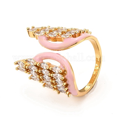 Кольцо-манжета из латуни с микропаве и кубическим цирконием RJEW-F118-03-G-1