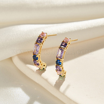 925 стерлинговый серебристый микропроволочный кубический серьги из циркония EJEW-K284-02G-1