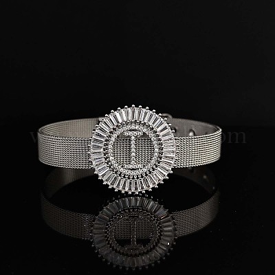 Латунные браслеты с микропаве из прозрачных кубических цирконий для женщин FS-WGA7409-46-1