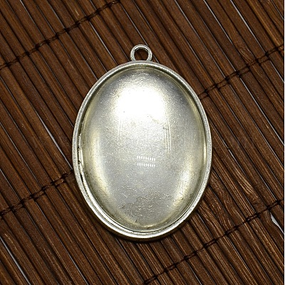 40x30 крышки мм Ширина овальные стекла кабошон и антикварные сплава серебра пустые сеттинги подвеска кабошон для мастеров портретной подвеска материалы DIY-X0154-AS-LF-1