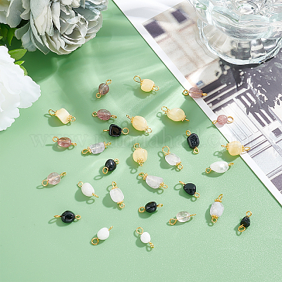 パワーストーンチャームセット 5個 100個 5スタイル 天然石コネクターチャーム 天然トルマリン & ムーン