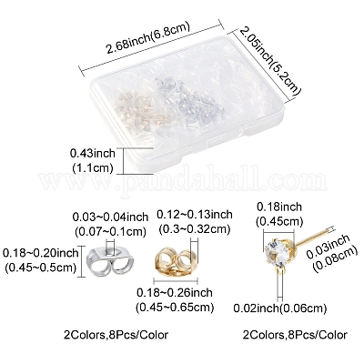 16 шт. латунные серьги-гвоздики KK-FS0001-58-1