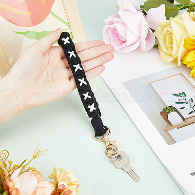 Хлопковый плетеный ремешок ручной работы с подвеской на запястье KEYC-WH0007-001C-1