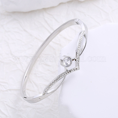 Браслеты из нержавеющей стали с микропаве из кубического циркония DI5619-1-1