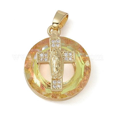 Латунь микропаве фианиты со стеклянными подвесками KK-Q815-01G-04-1