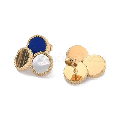 Серьги-гвоздики из нержавеющей стали 304 с ионным покрытием (IP) EJEW-K281-12G-1