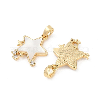 Подвески со звездами из натуральной белой ракушки KK-U043-22G-02-1