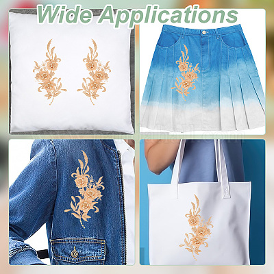 2 пара 3d цветочных полиэстеровых кружев с компьютерной вышивкой и орнаментом DIY-HY0001-85-1