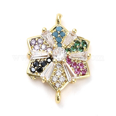 Латунный цветной кубический цирконий соединитель снежинка соединительные подвески KK-L229-079G-01-1