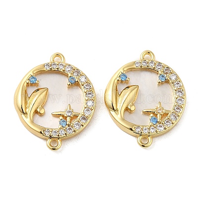 Подвески из латуни с разноцветным фианитом и разъемом-китом ZIRC-P110-08G-1