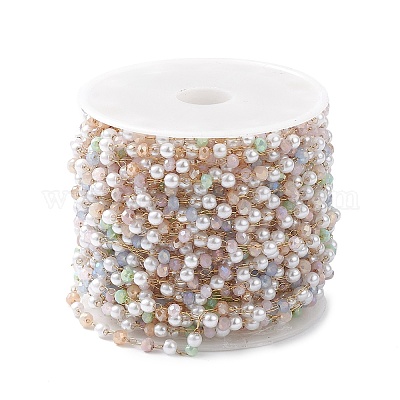 Цепочки из бусин из искусственного жемчуга из стекла и абс CHS-P016-44G-1