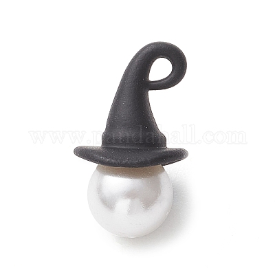 Тема Хэллоуина круглая ракушка жемчуг с подвесками в виде ведьминой шляпы из сплава PALLOY-JF04237-1