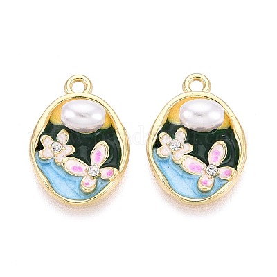 Подвески из сплава со стразами и эмалью ENAM-N065-09KCG-1