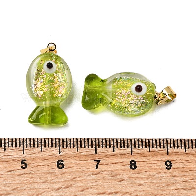 Подвески ручной работы из дихроичной фольги в технике лэмпворк DICH-G001-01G-06-1