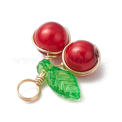 12 шт. 12-х цветные подвески из перламутрового стекла с жемчужинами вишни PALLOY-JF03474-1