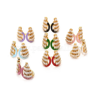 Кольцо-манжета из латуни с микропаве и кубическим цирконием RJEW-F118-03-G-1