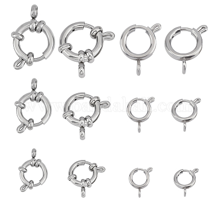 Unicraftale 304 Stainless Steel Smooth Surface Spring Ring Clasps STAS-UN0011-56P-1