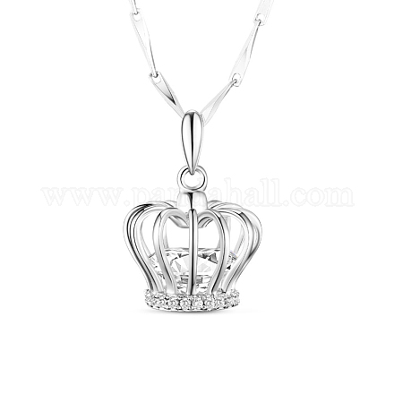 Collana con pendente a forma di corona in argento sterling placcato rodio tinysand TS-N312-GS-1