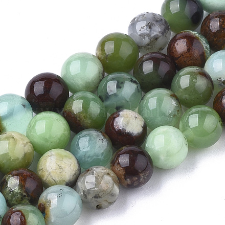 Brins naturels de perles de chrysoprase G-S333-8mm-016-1