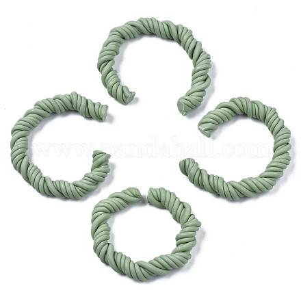 Polymer Clay Twist Rope Open Ring CLAY-N010-031-04-1
