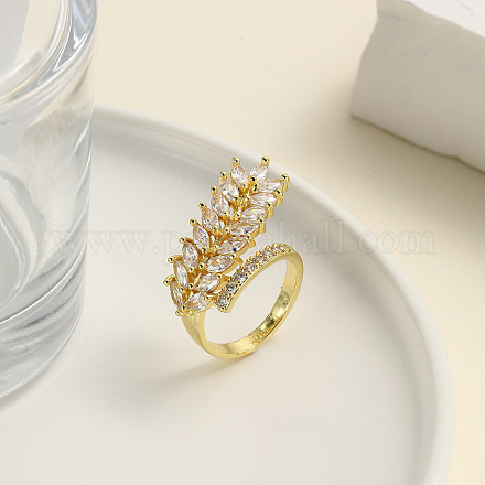 Регулируемые манжеты-кольца из латуни с микропаве из кубического циркония для женщин RJEW-B127-01G-1