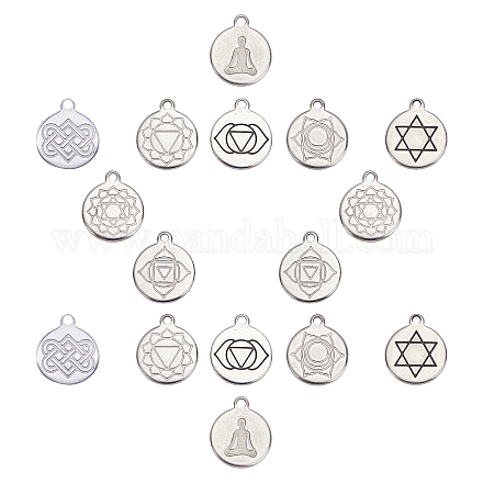 SUNNYCLUE 16Pcs 8 Style 201 Stainless Steel Charms STAS-SC0002-22AS-1