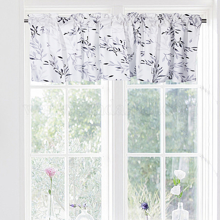 SUPERDANT Ink Leaves Window Curtain Valance Vegetative Line Window Treatment Valances Small Window Kitchen Curtains for Bedroom Living Room Bath Dining Room Cafe Laundry Home 132x46cm/52 * 18in AJEW-WH0506-003-1