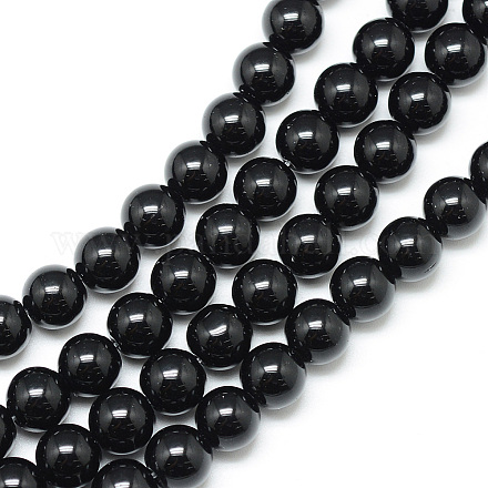 Chapelets de perle en pierre noire synthétique X-G-R345-8mm-35-1-1