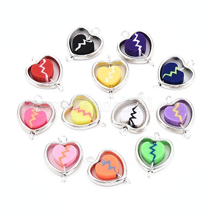 Бусины из полимерной глины с разбитым сердцем и пластиковой оправой CCB CLAY-T022-29M-01-1