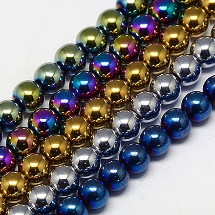 Chapelets de perles en hématite synthétique sans magnétiques G-J169A-8mm-M-1