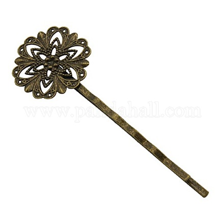 Brass Hair Bobby Pin Findings X-HJEW-H011-AB-1