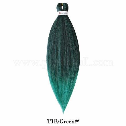 ロング＆ストレートヘアエクステンション  伸ばした編組髪イージー編組  低温繊維  女性用合成かつら  グリーン  20インチ（50cm） OHAR-G005-02D-1