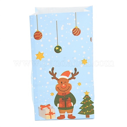 クリスマステーマクラフト紙袋  ギフトバッグ  スナックバッグ  長方形  トナカイの模様  23.2x13x8cm CARB-H030-B06-1