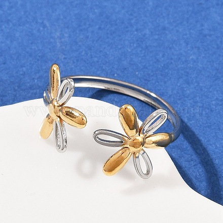 Двухцветные манжетные кольца из нержавеющей стали 304 RJEW-S635-01GP-19-1