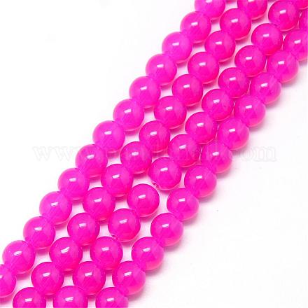Baking Painted Glass Beads Strands DGLA-Q023-12mm-DB48-1