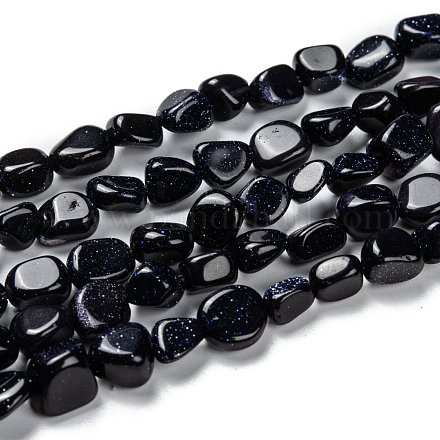 Chapelets de perles en pierre d'or bleue synthétique G-G018-25-1