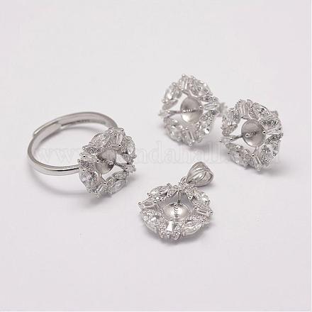 Colgantes de plata esterlina y orejeras y anillos conjuntos de joyería SJEW-P083-03-1