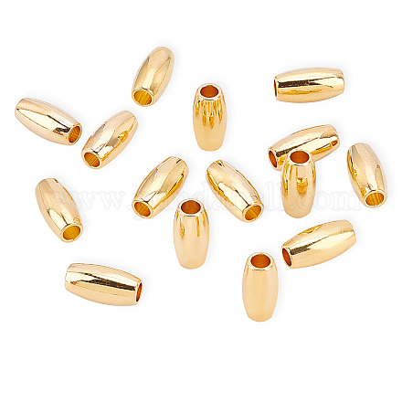 BENECREAT 100pcs Oval Rice Metal Spacer Beads Real 18K Gold Plated Brass Beads(8x4mm) for Necklaces KK-BC0005-67G-1