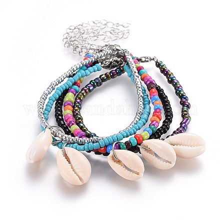 Bracelets de perles en verre de graine de breloque BJEW-JB04148-1