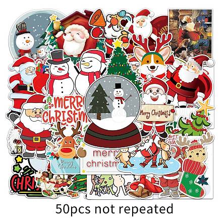 50Pcs Christmas PVC Self Adhesive Stickers XMAS-PW0001-198-1