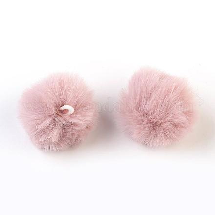 Colgantes cubiertos de bola de pompón de piel de conejo de imitación hecha a mano WOVE-F021-A06-1