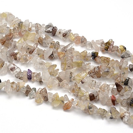 Natural Rutilated Quartz Beads Strands G-O049-B-33-1
