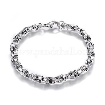 304 Stainless Steel Rope Chain Bracelets BJEW-G525-26P-1