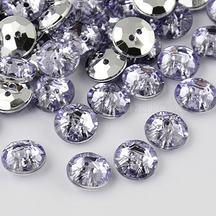 Botones redondos planos del diamante artificial de acrílico de Taiwán de 2-agujero BUTT-F015-21mm-20-1