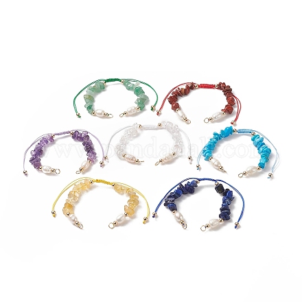 Ensembles de bracelets avec puces de pierres précieuses naturelles et perles d'eau douce de culture AJEW-JB01147-1