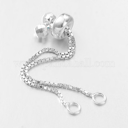 Adjustable Sterling Silver Box Chain and Beads STER-E044-32P-1