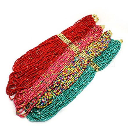 Fashionable Carnival Seed Beads Matinee Necklaces for Women NJEW-F032-M-1