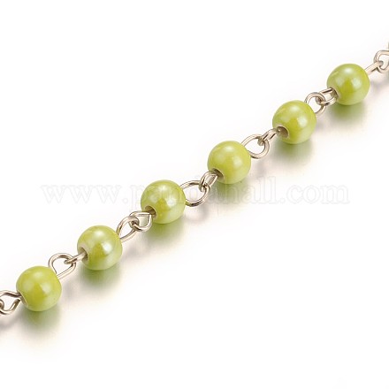 Nacrées main perles rondes en porcelaine chaînes pour création de colliers bracelets AJEW-JB00094-05-1