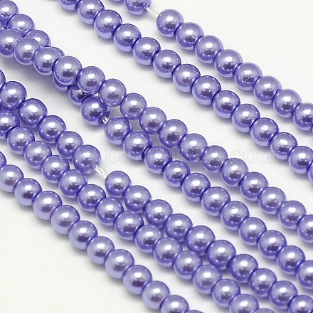 Hebras redondas de perlas de vidrio teñido ecológico HY-A002-3mm-RB015-1