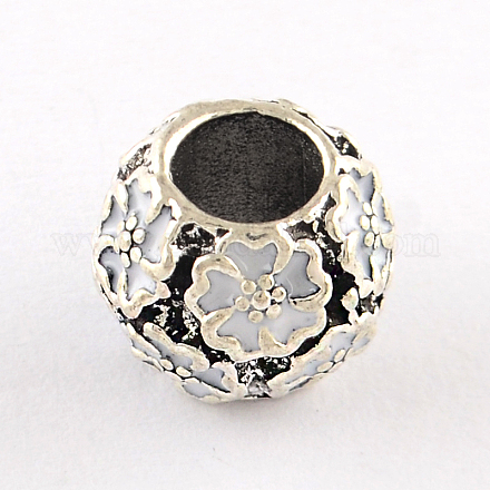 Старинное серебро покрытием полых цветочный узор Rondelle тибетский стиль сплава эмали европейских бусы X-ENAM-Q421-10H-1